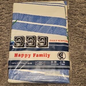 Blue and White Striped Cotton Blanket